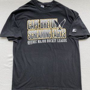 Vintage 1998 Starter Cape Breton Screaming Eagles QMJHL Vintage T Shirt Sz Large